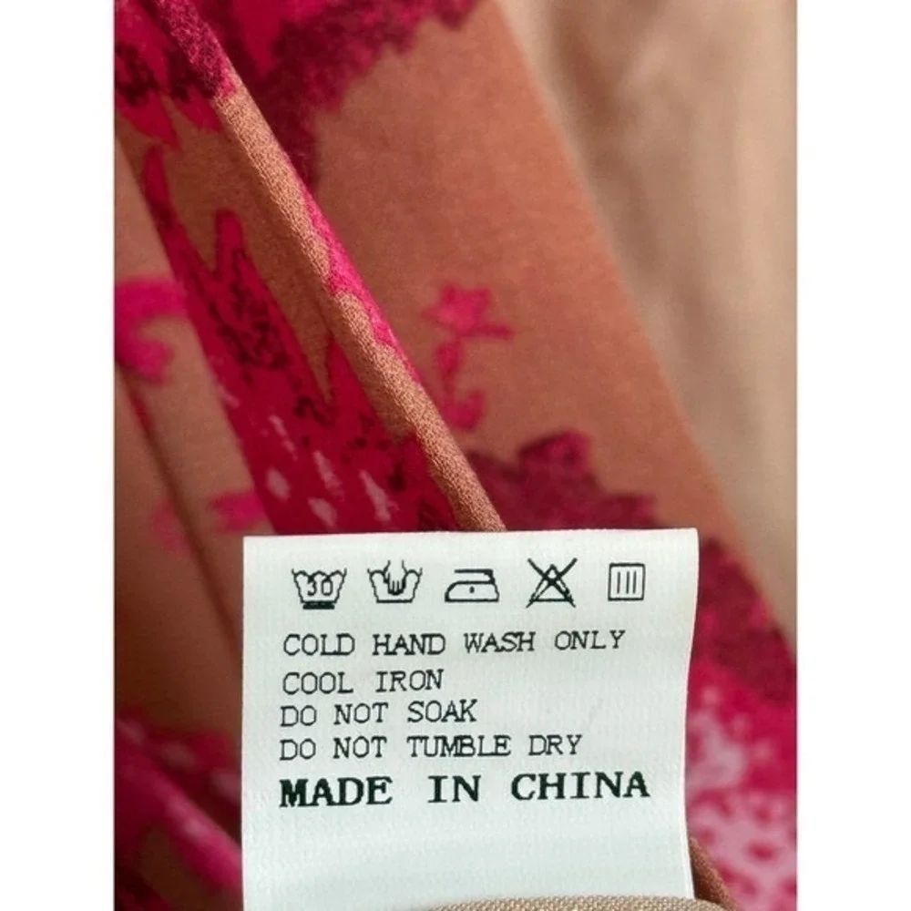 Sundae Muse Boho Floral Mini Dress‎ 6 Pink Tan Ruffle Tiered Open Back Festival - Picture 8 of 8